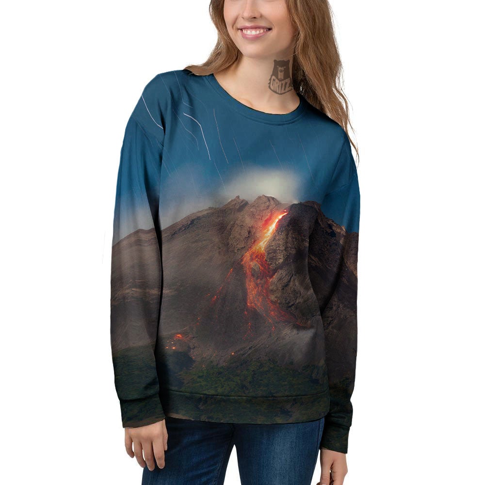 Mountain Volcanic Print Women's Sweatshirt-grizzshop