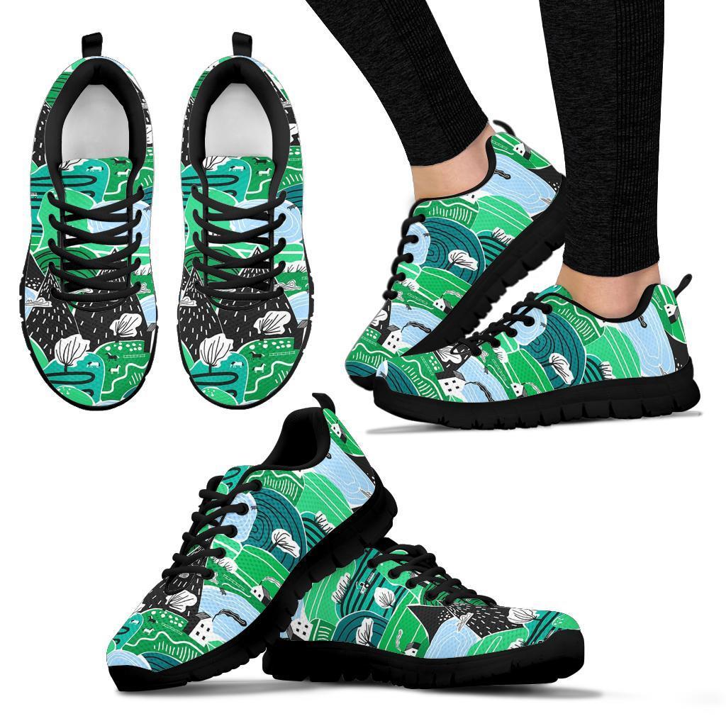 Mountain Cartoon Pattern Print Sneaker Shoes For Men Women-grizzshop