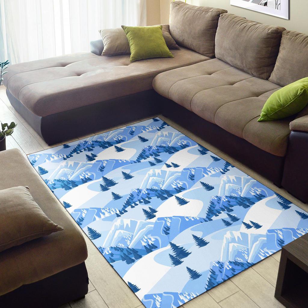 Mountain Snow Pattern Print Floor Mat-grizzshop