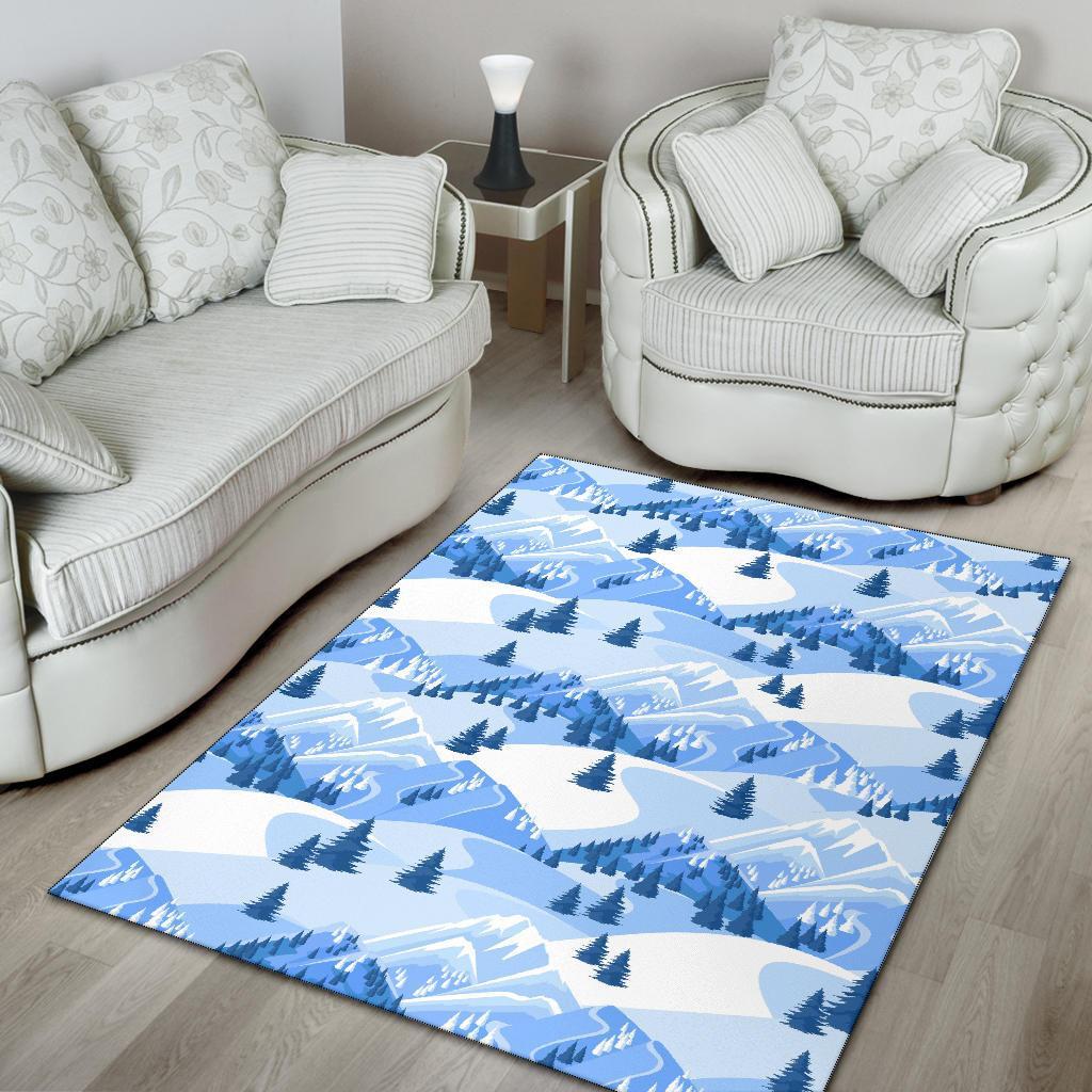 Mountain Snow Pattern Print Floor Mat-grizzshop