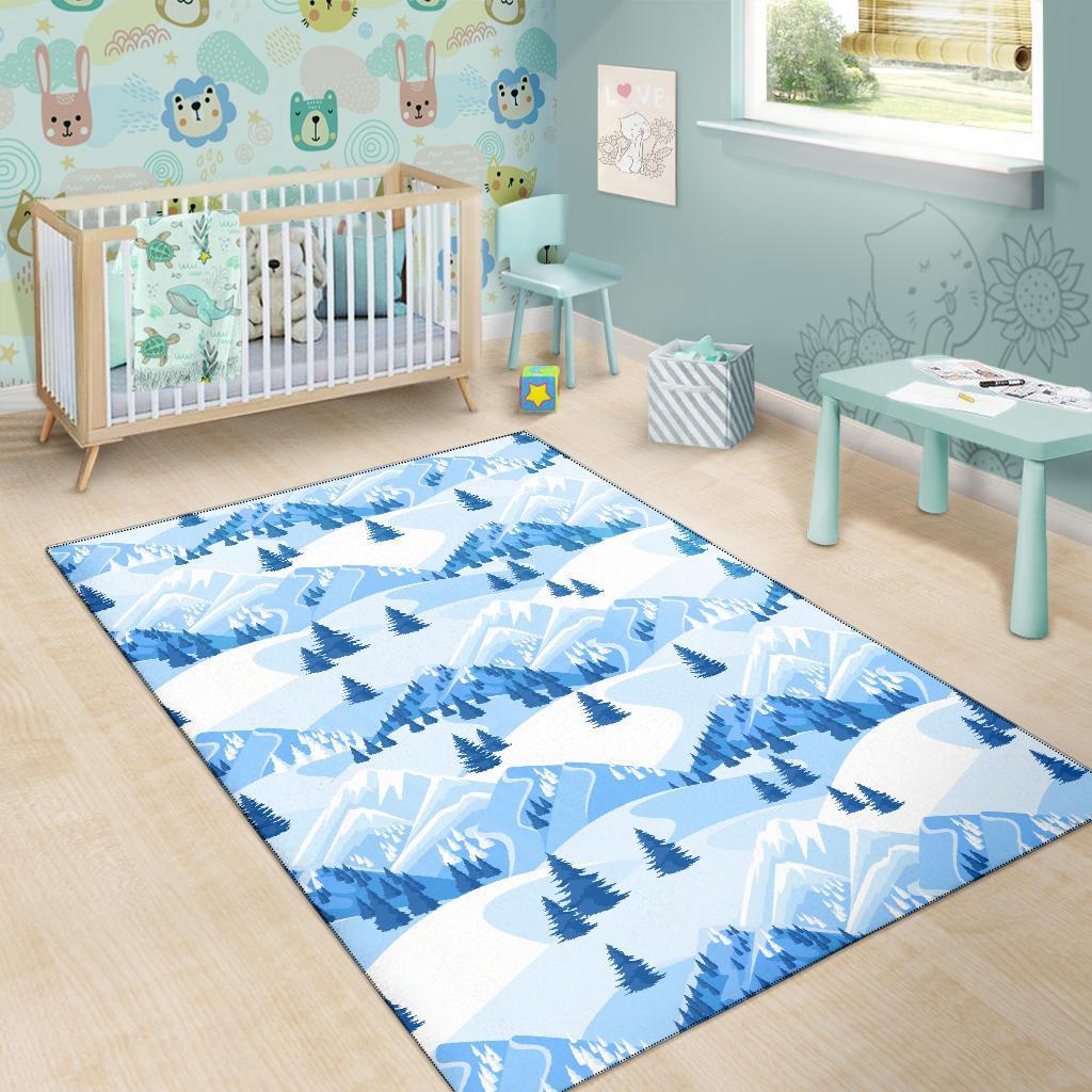 Mountain Snow Pattern Print Floor Mat-grizzshop