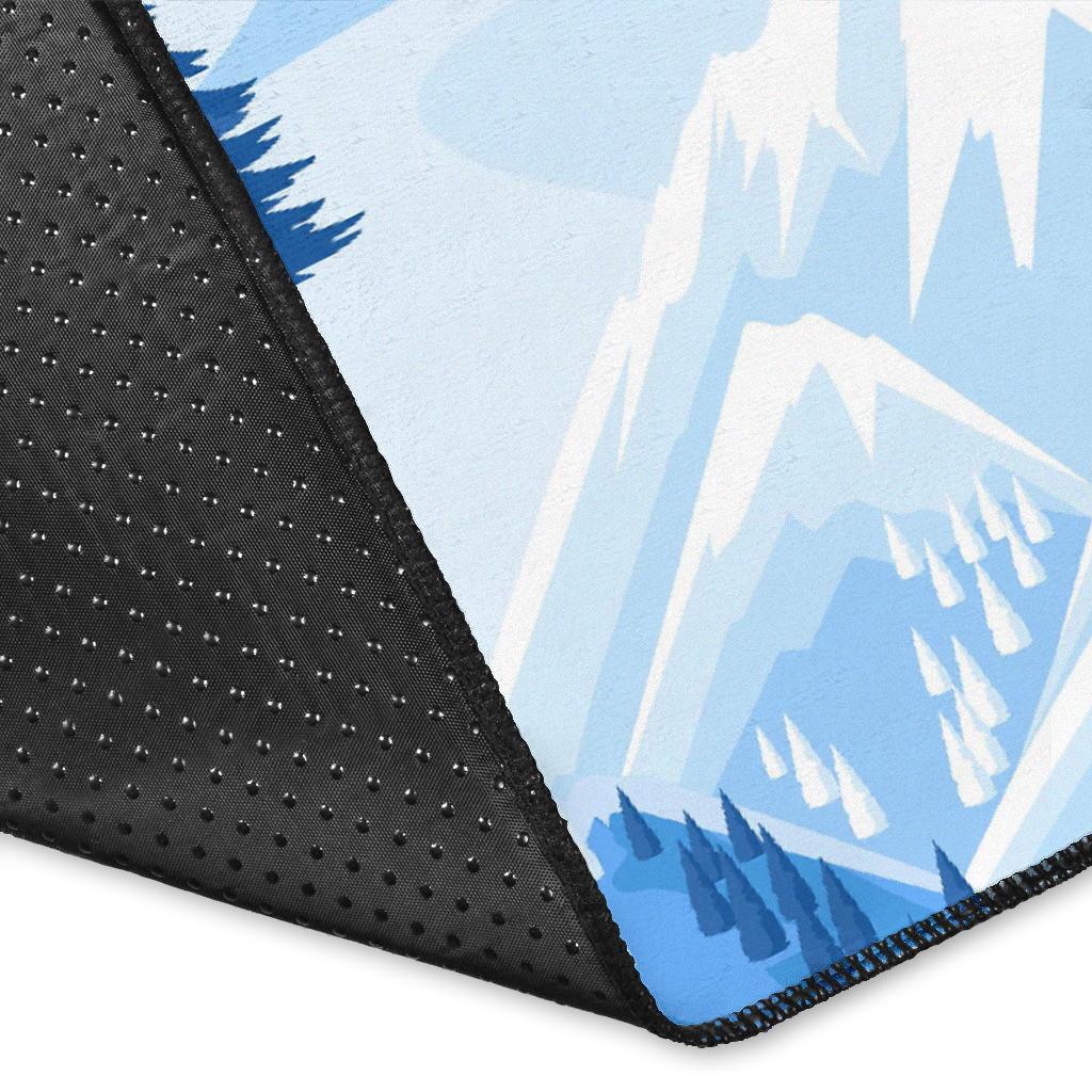 Mountain Snow Pattern Print Floor Mat-grizzshop