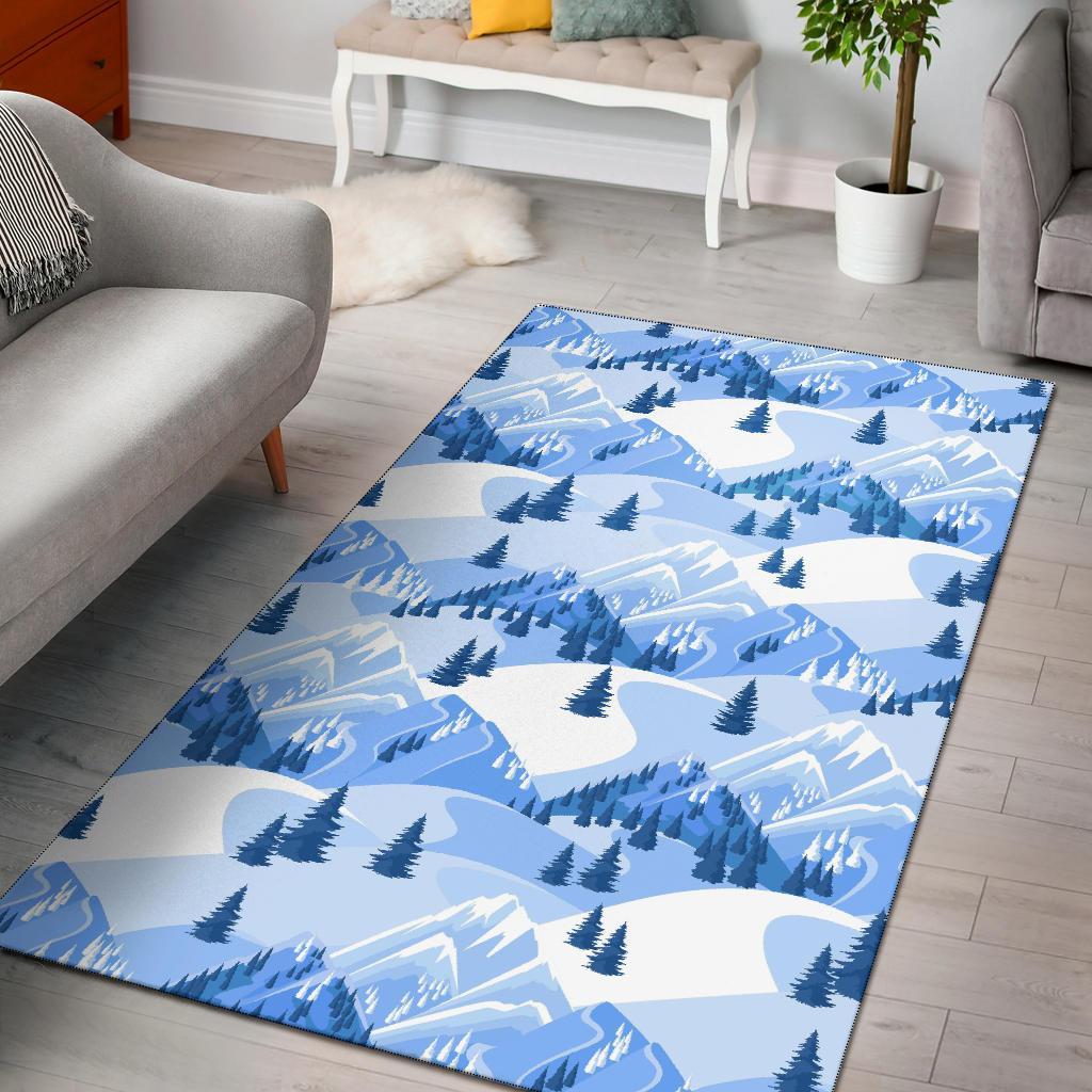 Mountain Snow Pattern Print Floor Mat-grizzshop