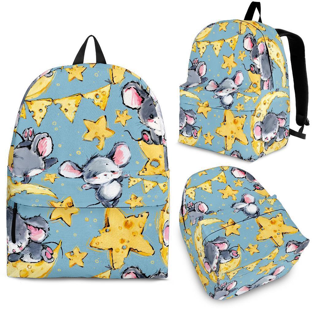 Mouse Cheese Pattern Print Backpack-grizzshop