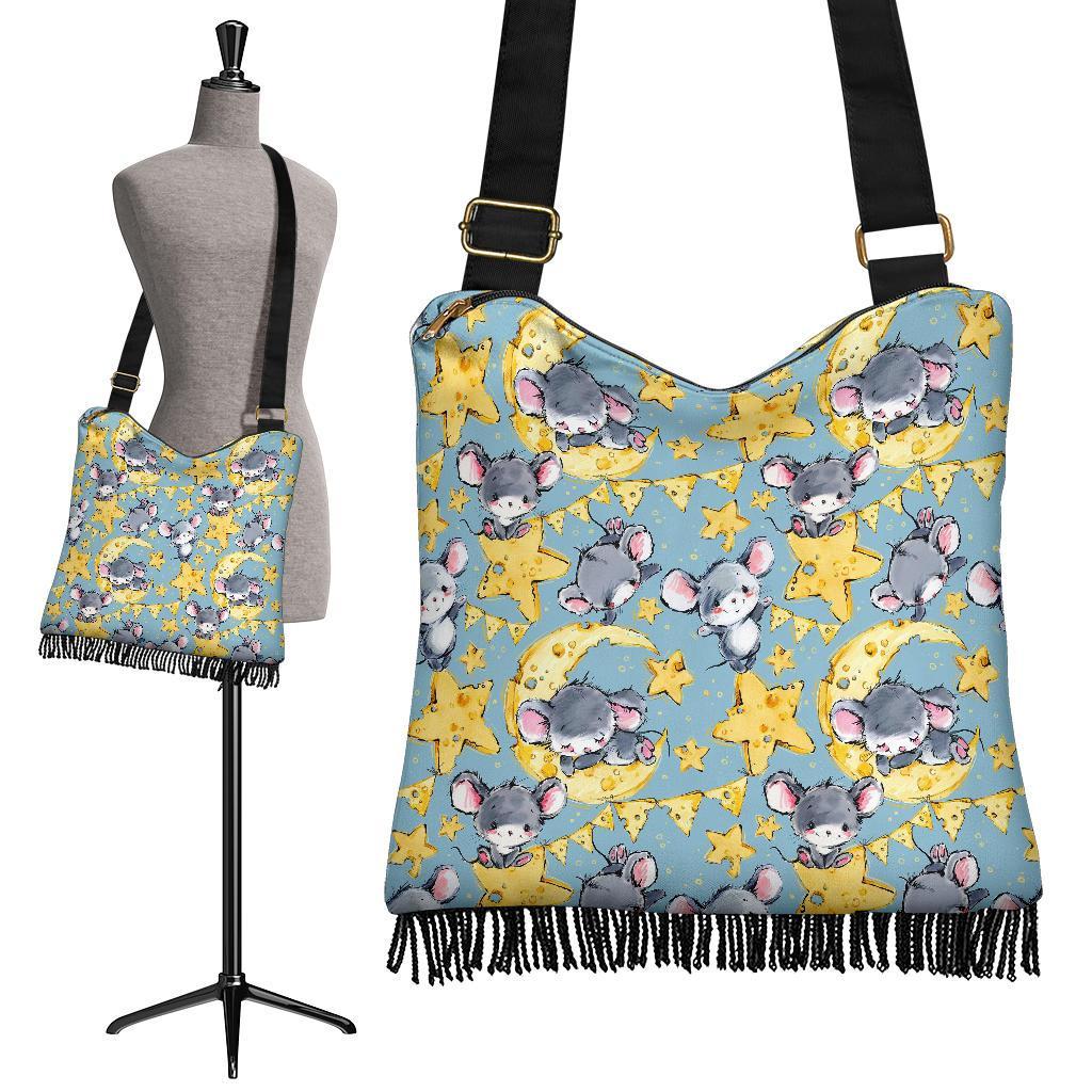 Mouse Cheese Pattern Print Crossbody bags-grizzshop