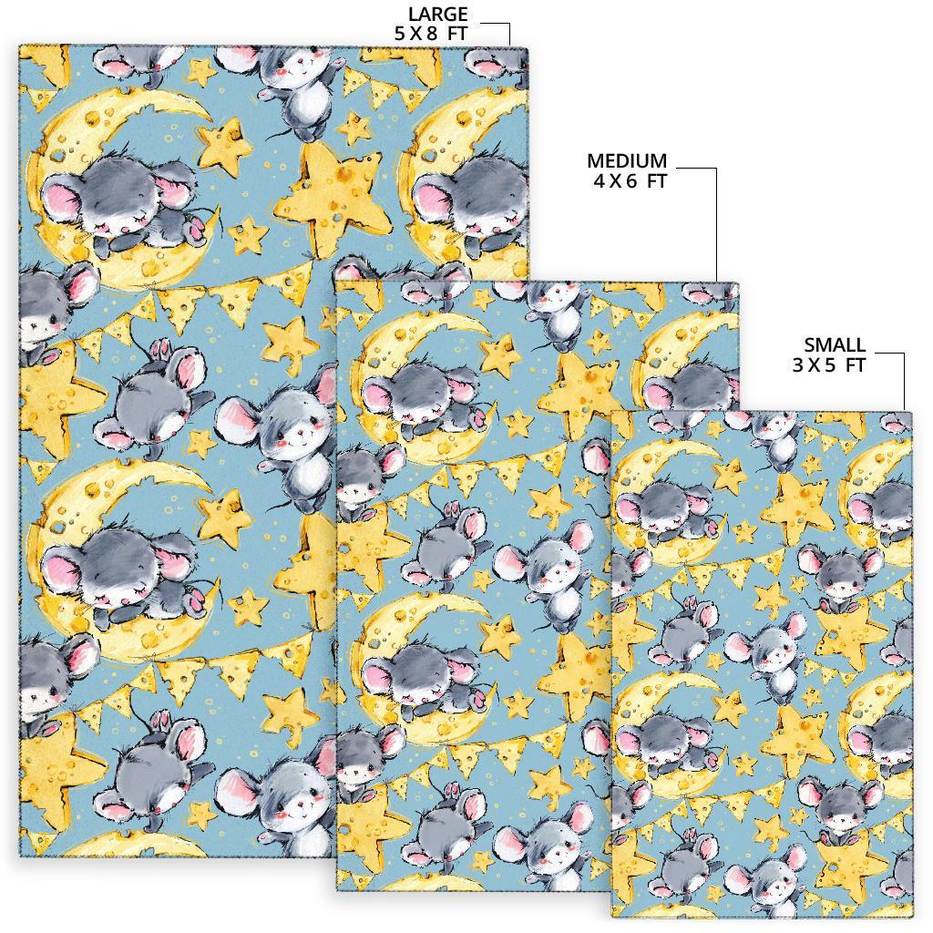 Mouse Cheese Pattern Print Floor Mat-grizzshop