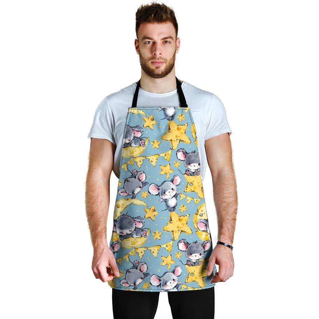 Mouse Cheese Pattern Print Men's Apron-grizzshop