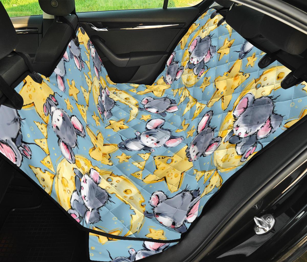 Mouse Cheese Pattern Print Pet Car Seat Cover-grizzshop