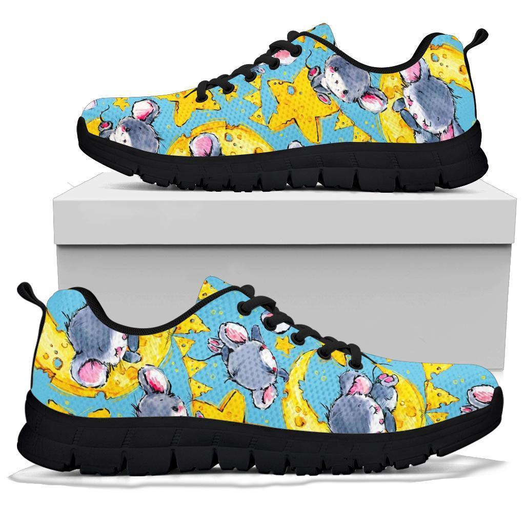 Mouse Cheese Pattern Print Sneaker Shoes For Men Women-grizzshop