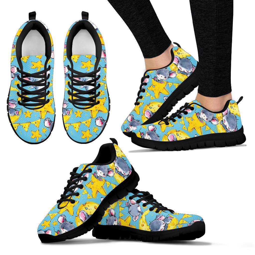 Mouse Cheese Pattern Print Sneaker Shoes For Men Women-grizzshop