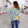 Load image into Gallery viewer, Mouse Cheese Pattern Print Women Off Shoulder Sweatshirt-grizzshop