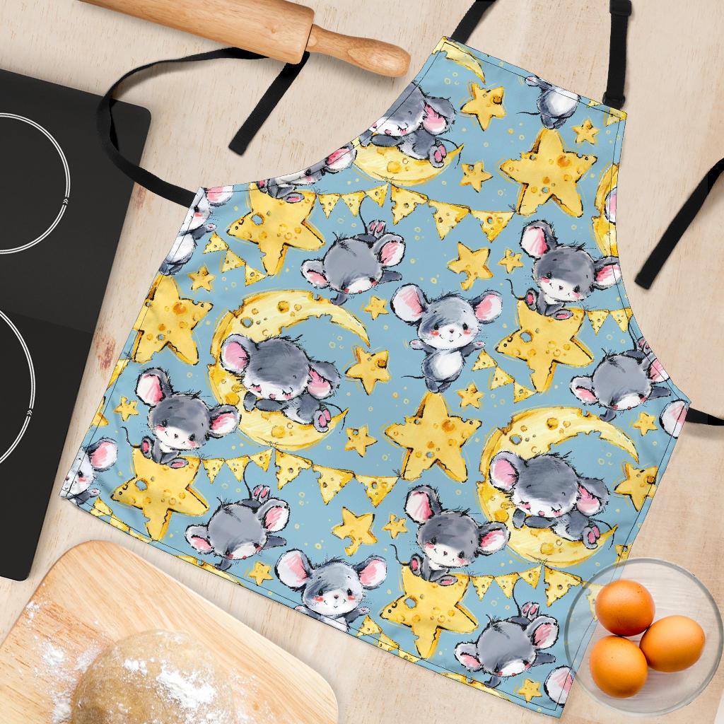 Mouse Cheese Pattern Print Women's Apron-grizzshop