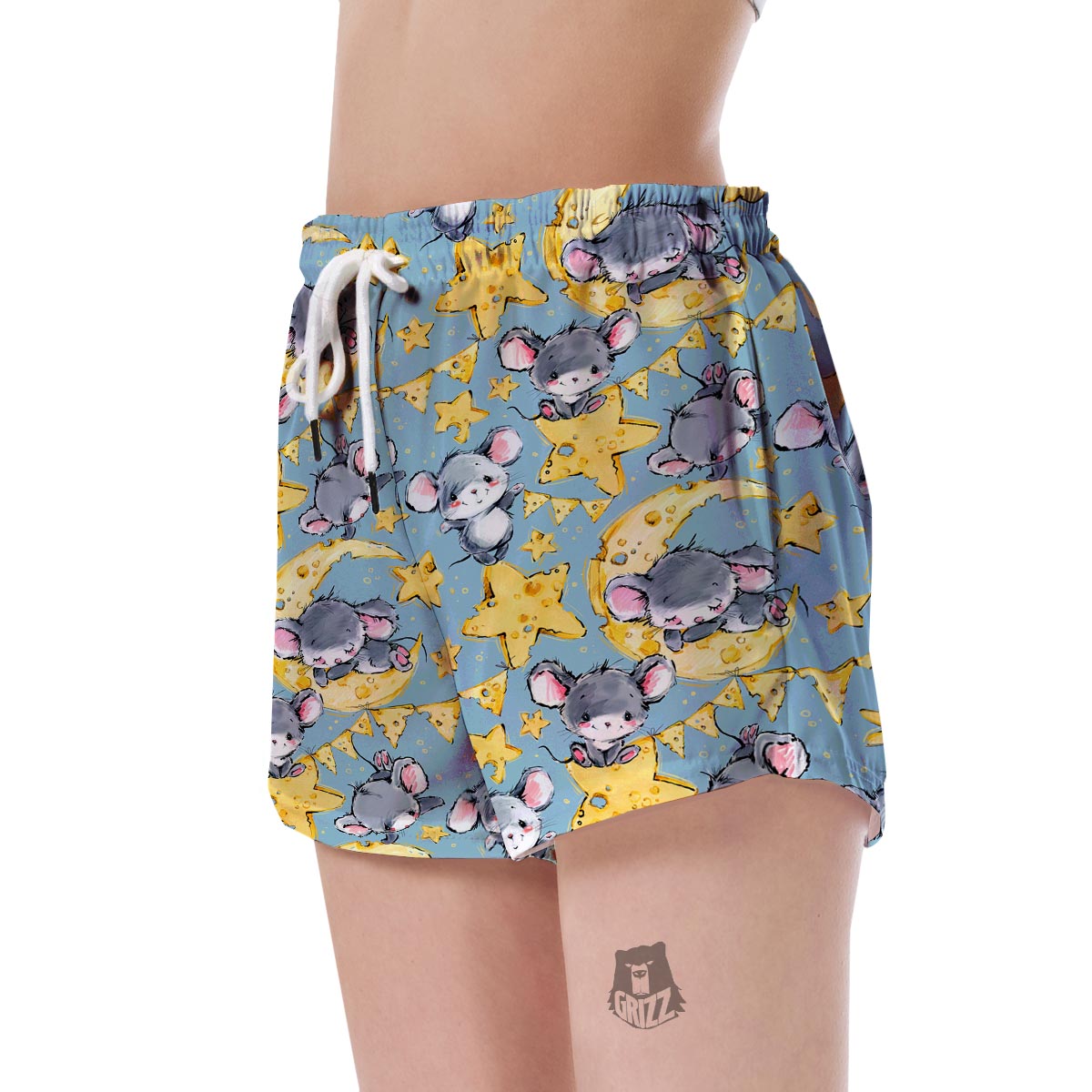 Mouse Cheese Pattern Print Women's Shorts-grizzshop