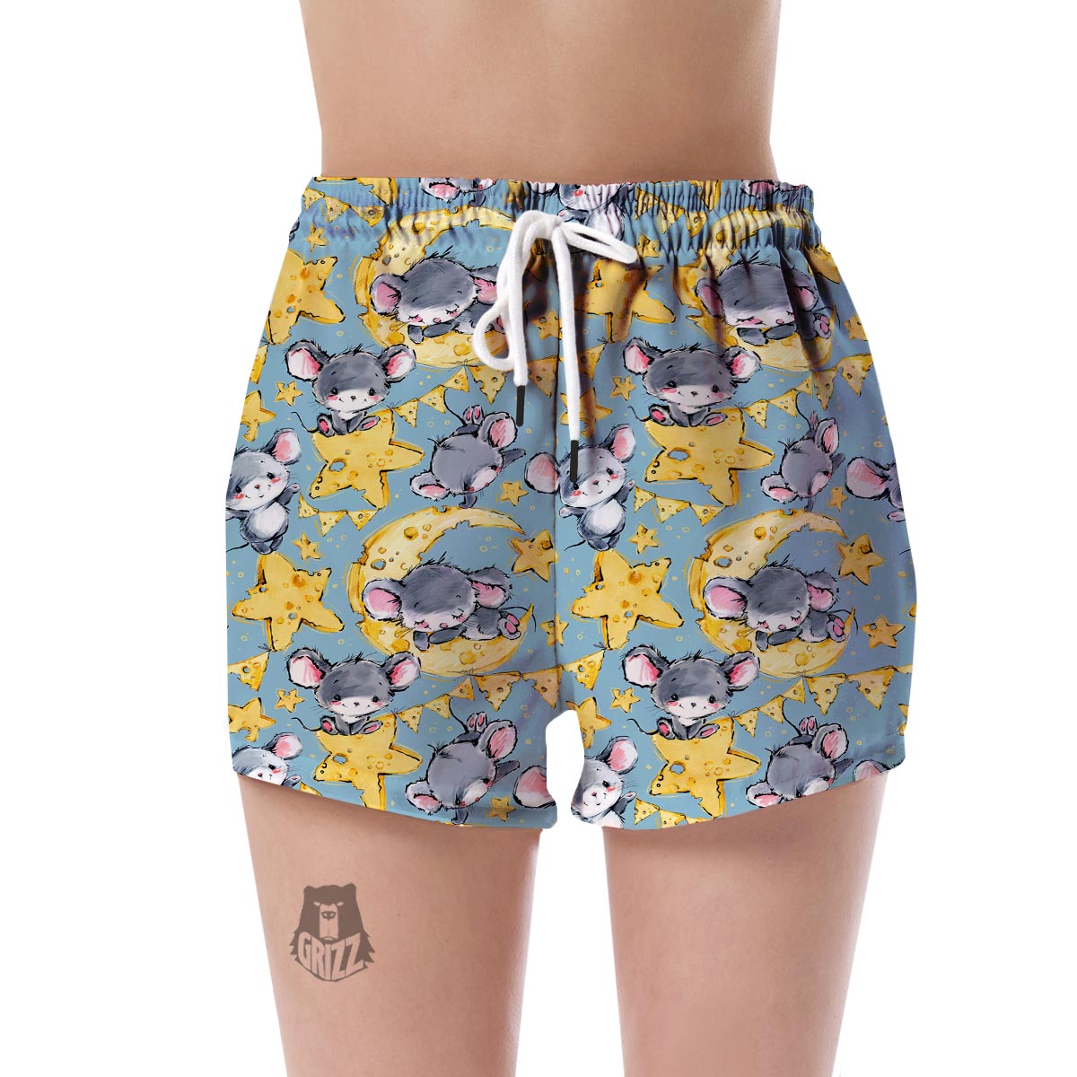 Mouse Cheese Pattern Print Women's Shorts-grizzshop