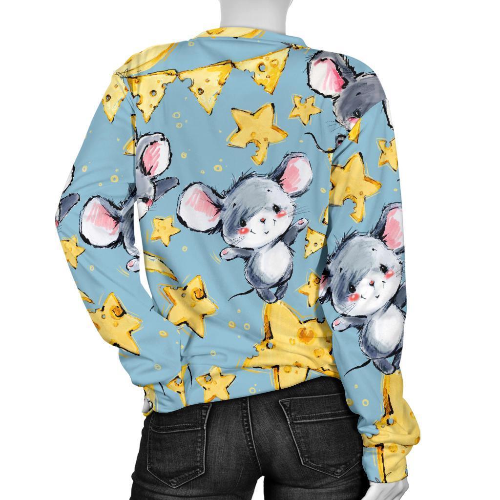 Mouse Cheese Pattern Print Women's Sweatshirt-grizzshop