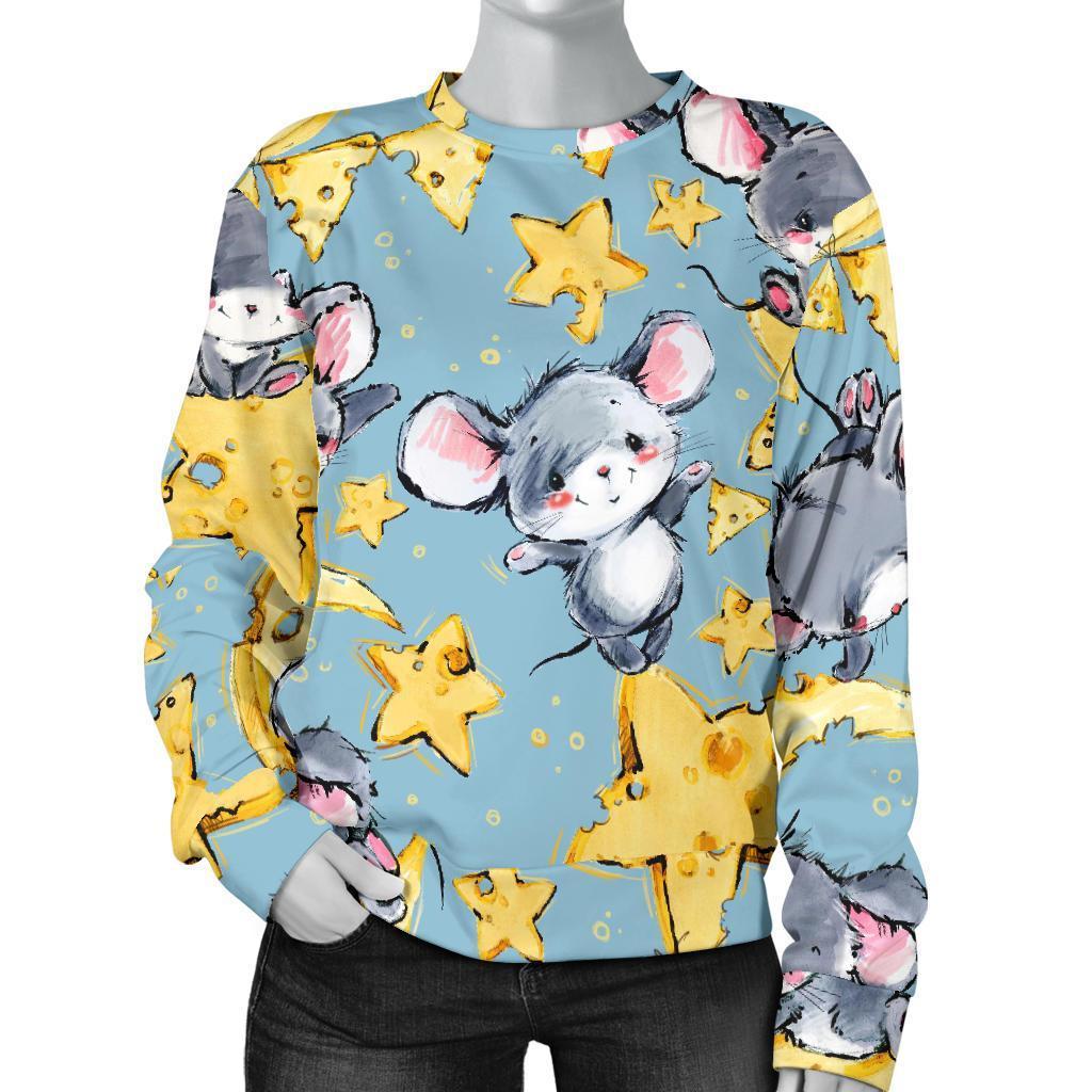 Mouse Cheese Pattern Print Women's Sweatshirt-grizzshop