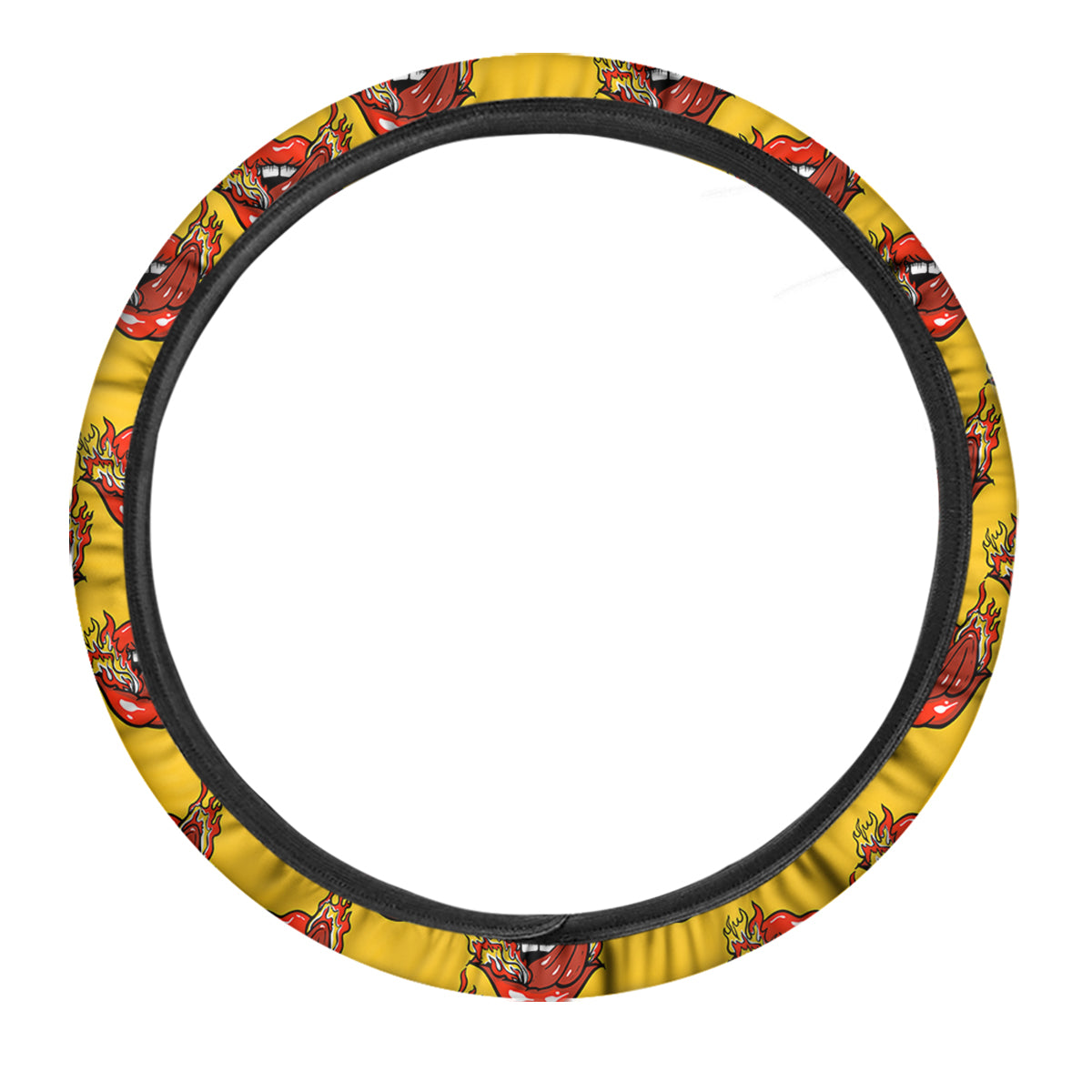 Mouth And Tongue Sticking Fire Print Pattern Car Steering Wheel Cover-grizzshop