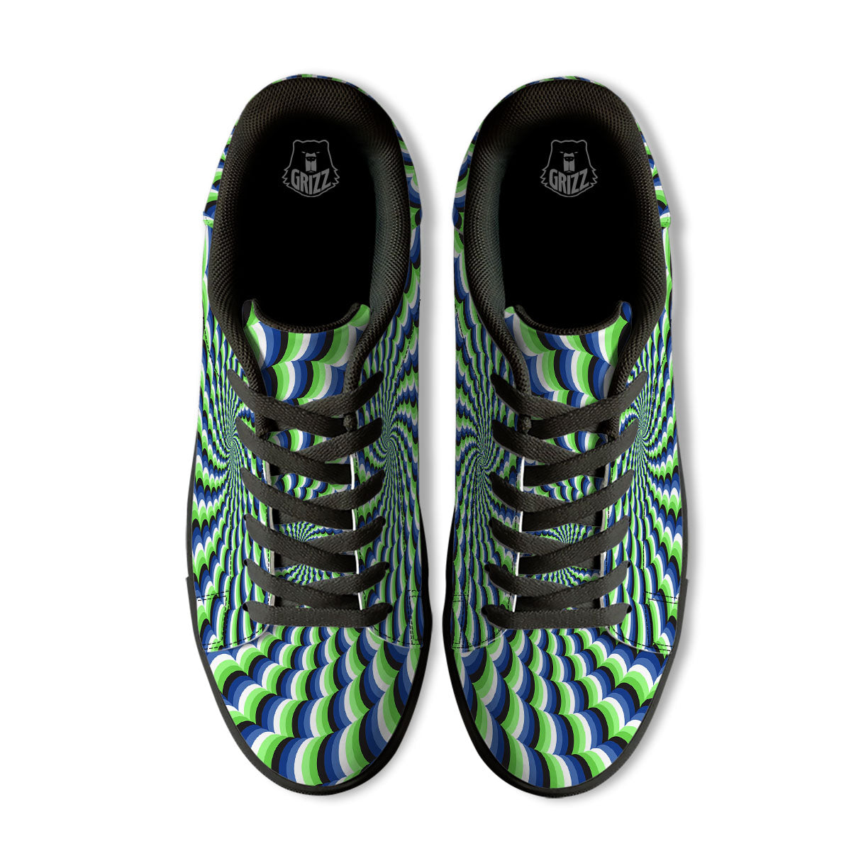 Moving Illusion Optical Green Black Low Top Sneakers-grizzshop