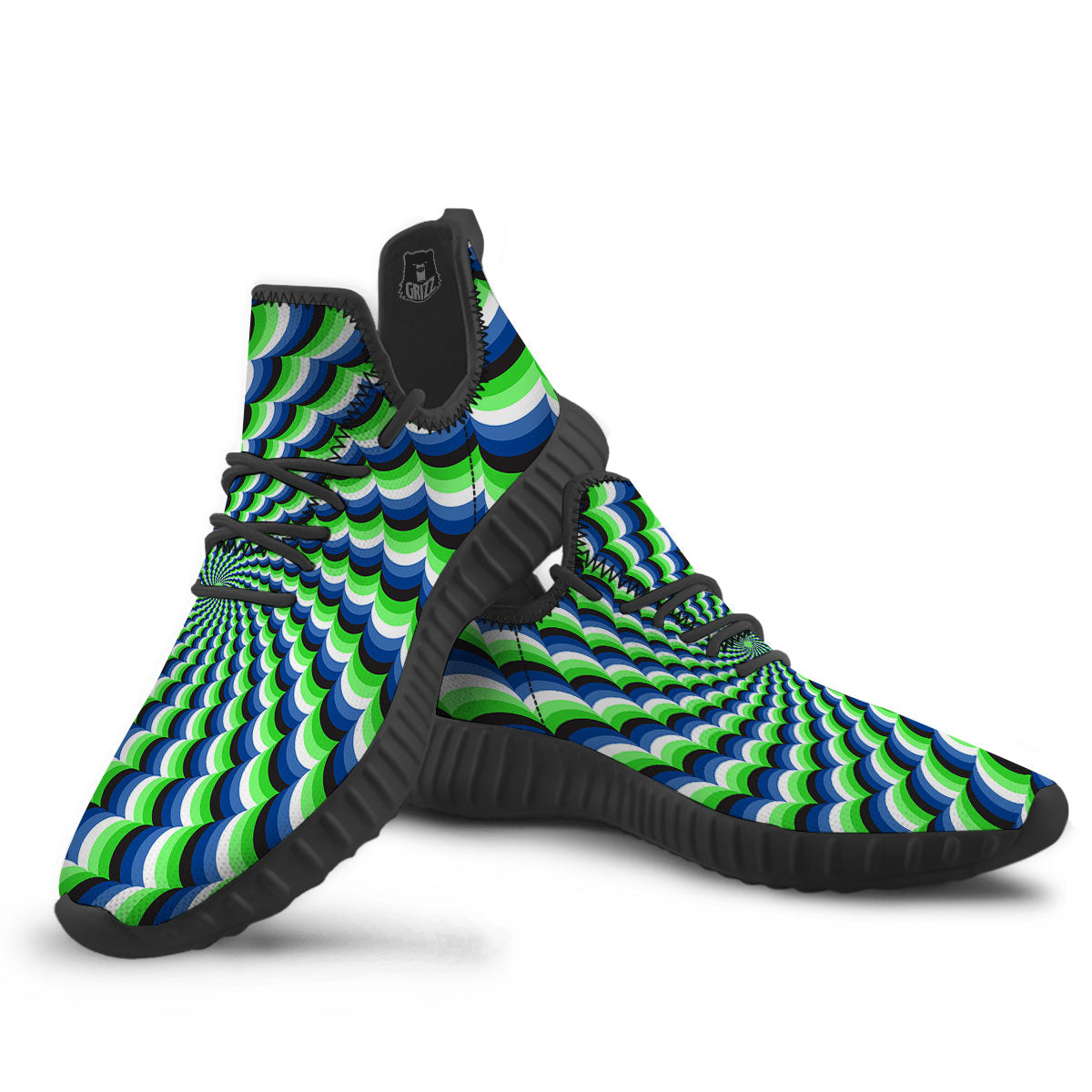 Moving Illusion Optical Green Black Walking Shoes-grizzshop