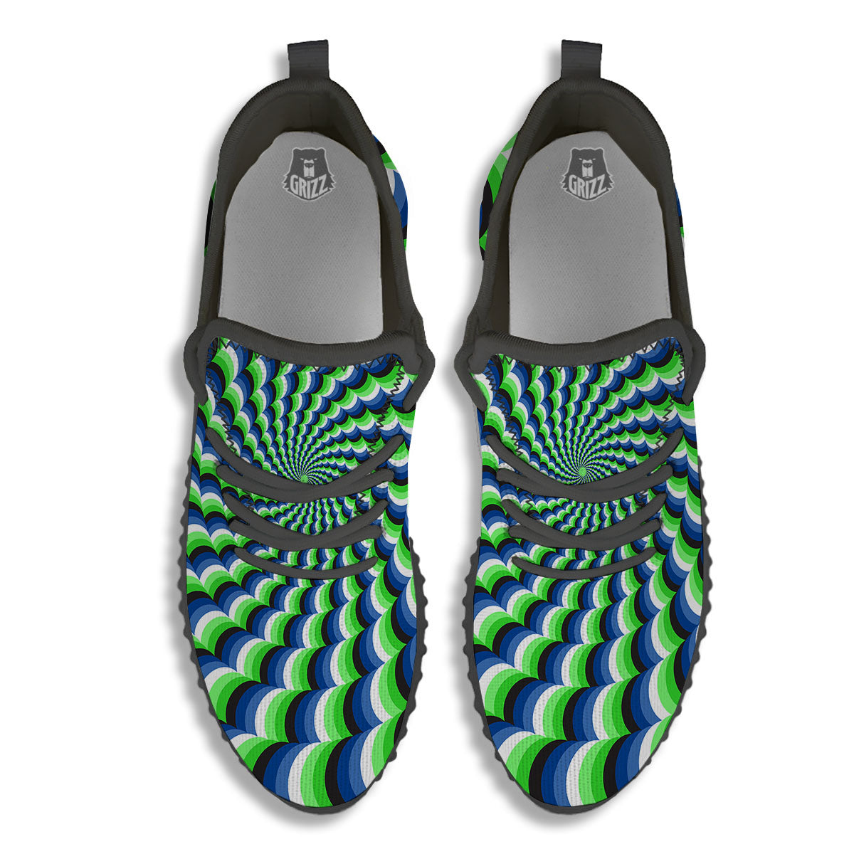 Moving Illusion Optical Green Black Walking Shoes-grizzshop