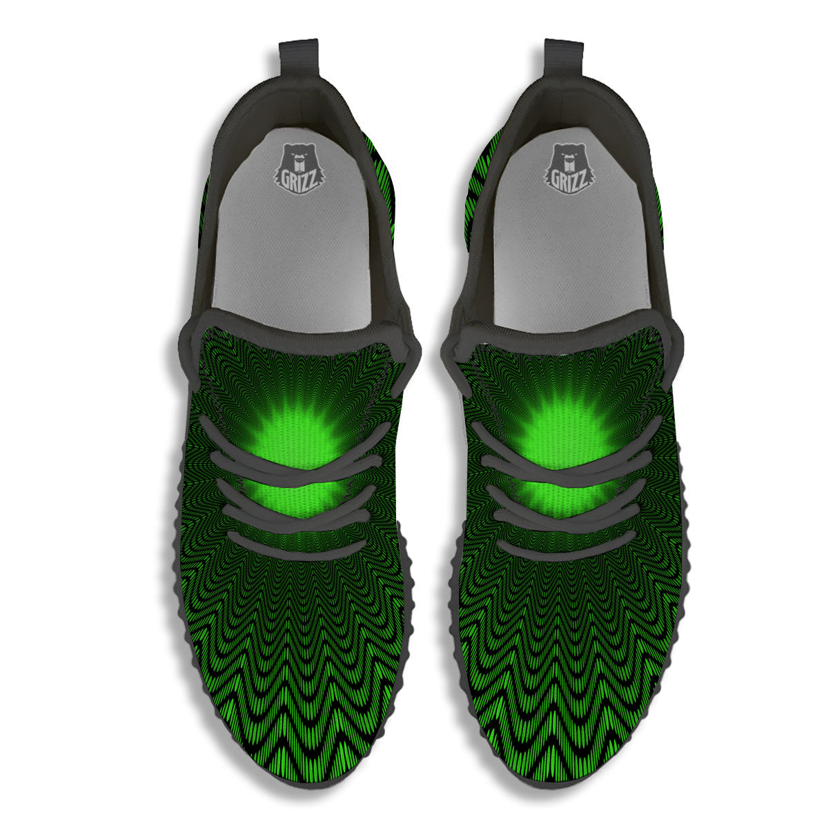 Moving Illusion Optical Green Dizzy Black Walking Shoes-grizzshop