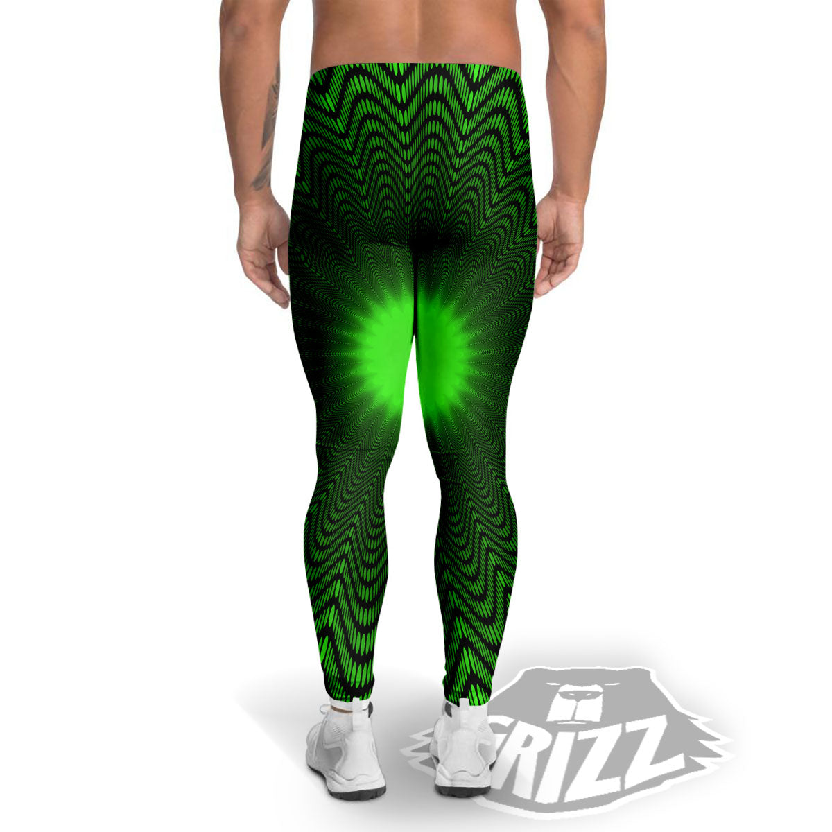 Moving Illusion Optical Green Dizzy Men's Leggings-grizzshop