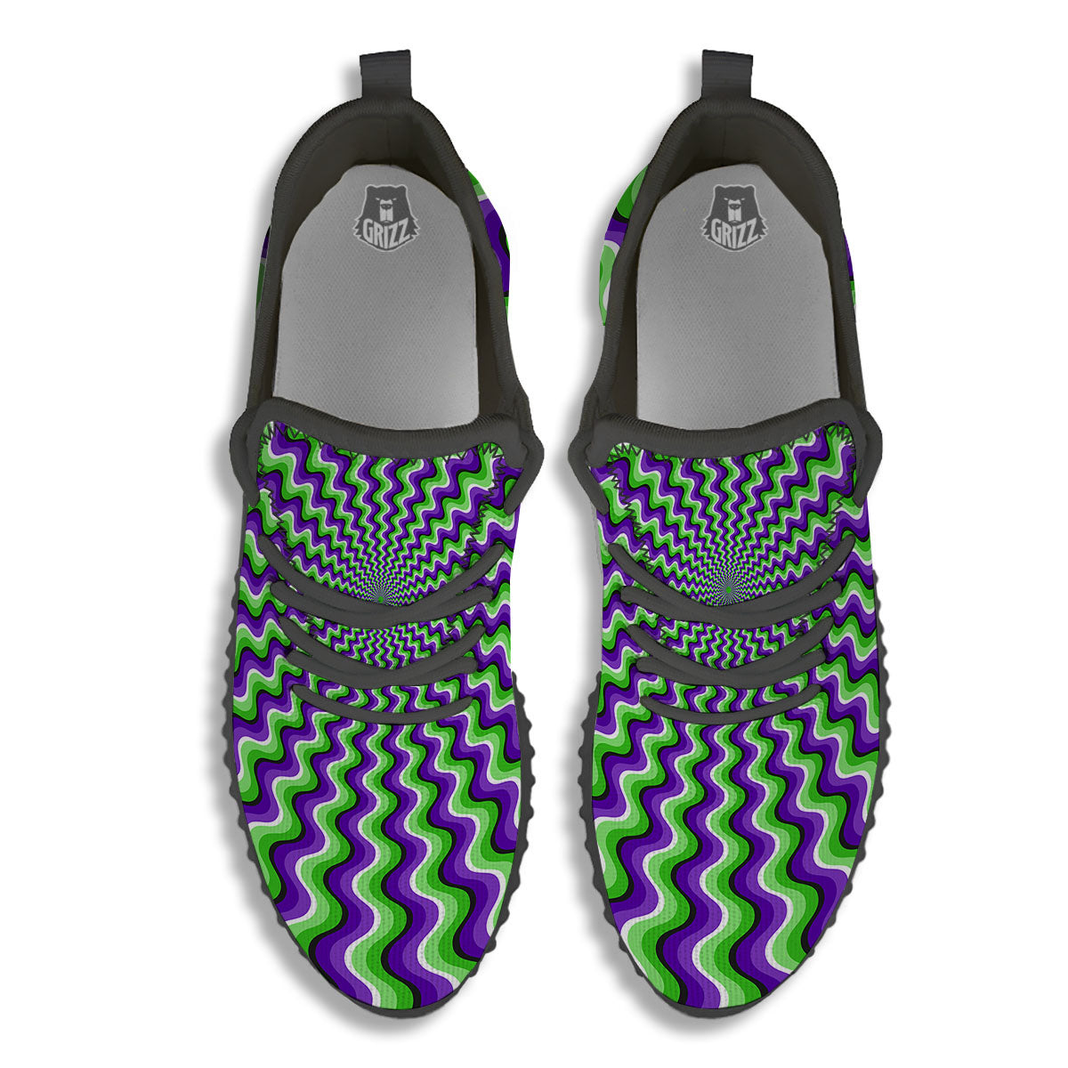 Moving Illusion Optical Green Explosion Black Walking Shoes-grizzshop