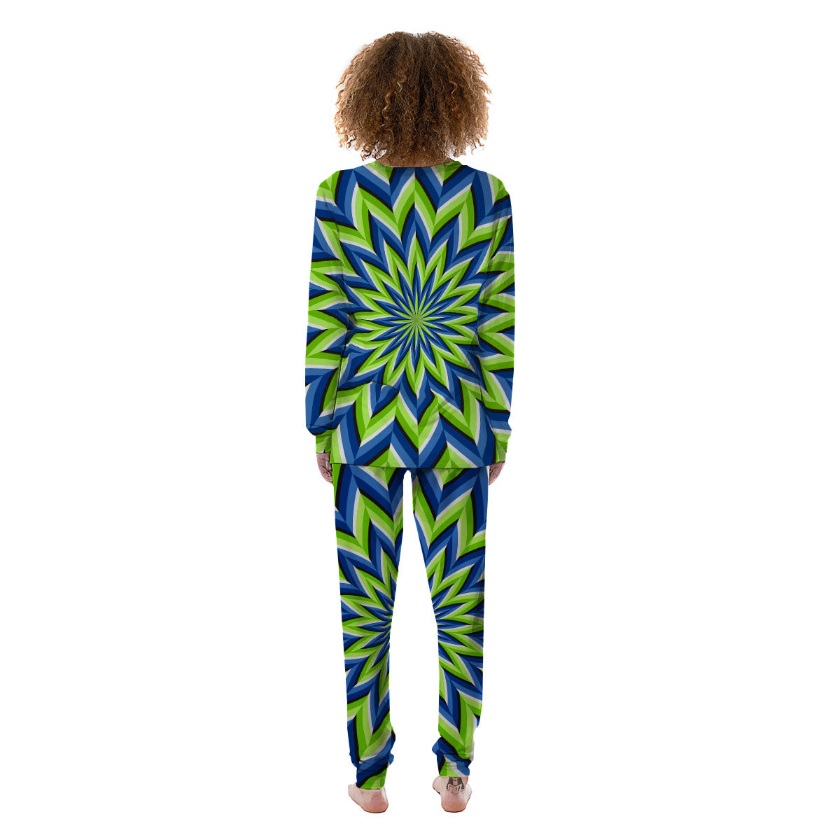 Moving Illusion Optical Green Flower Women's Pajamas-grizzshop