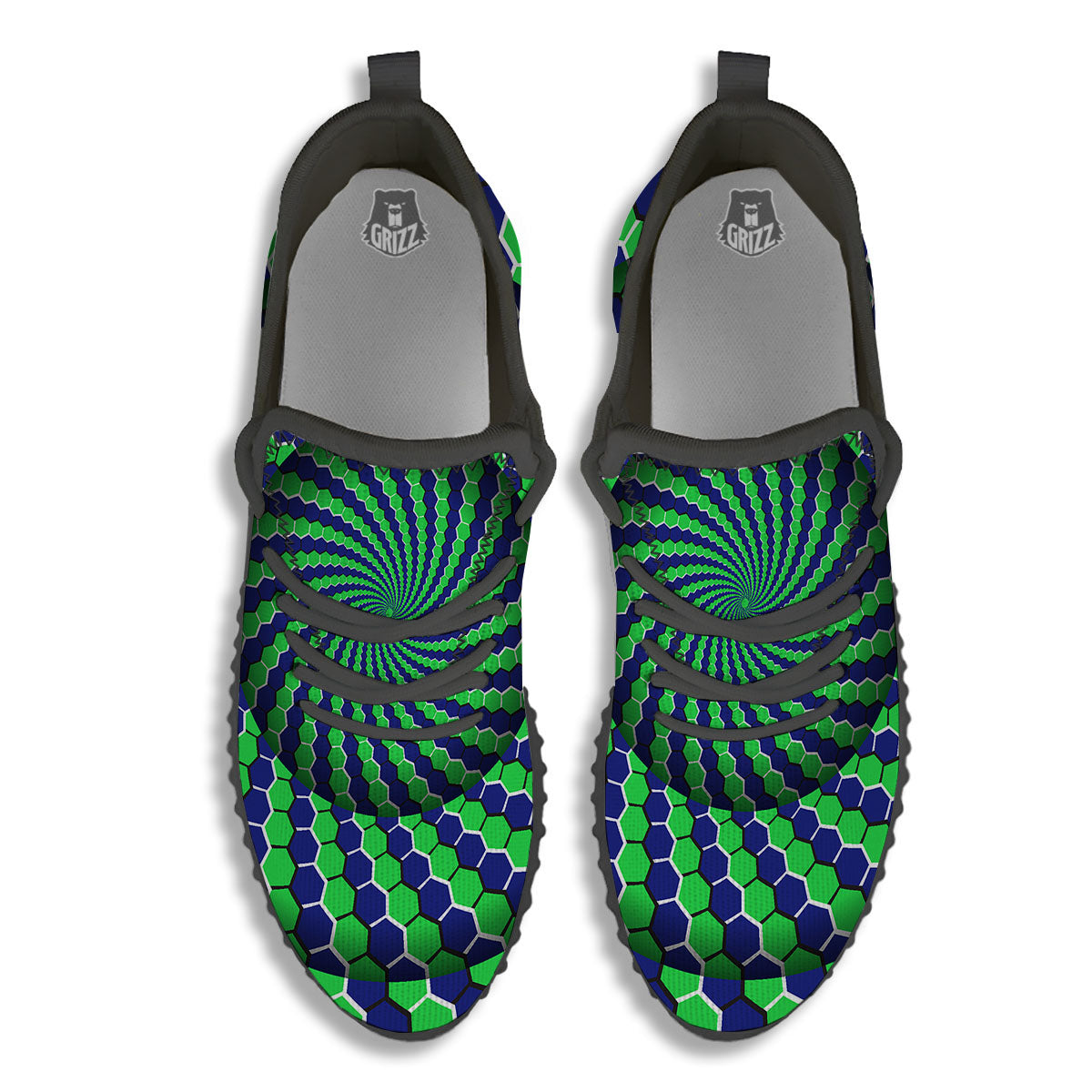 Moving Illusion Optical Green Hive Black Walking Shoes-grizzshop