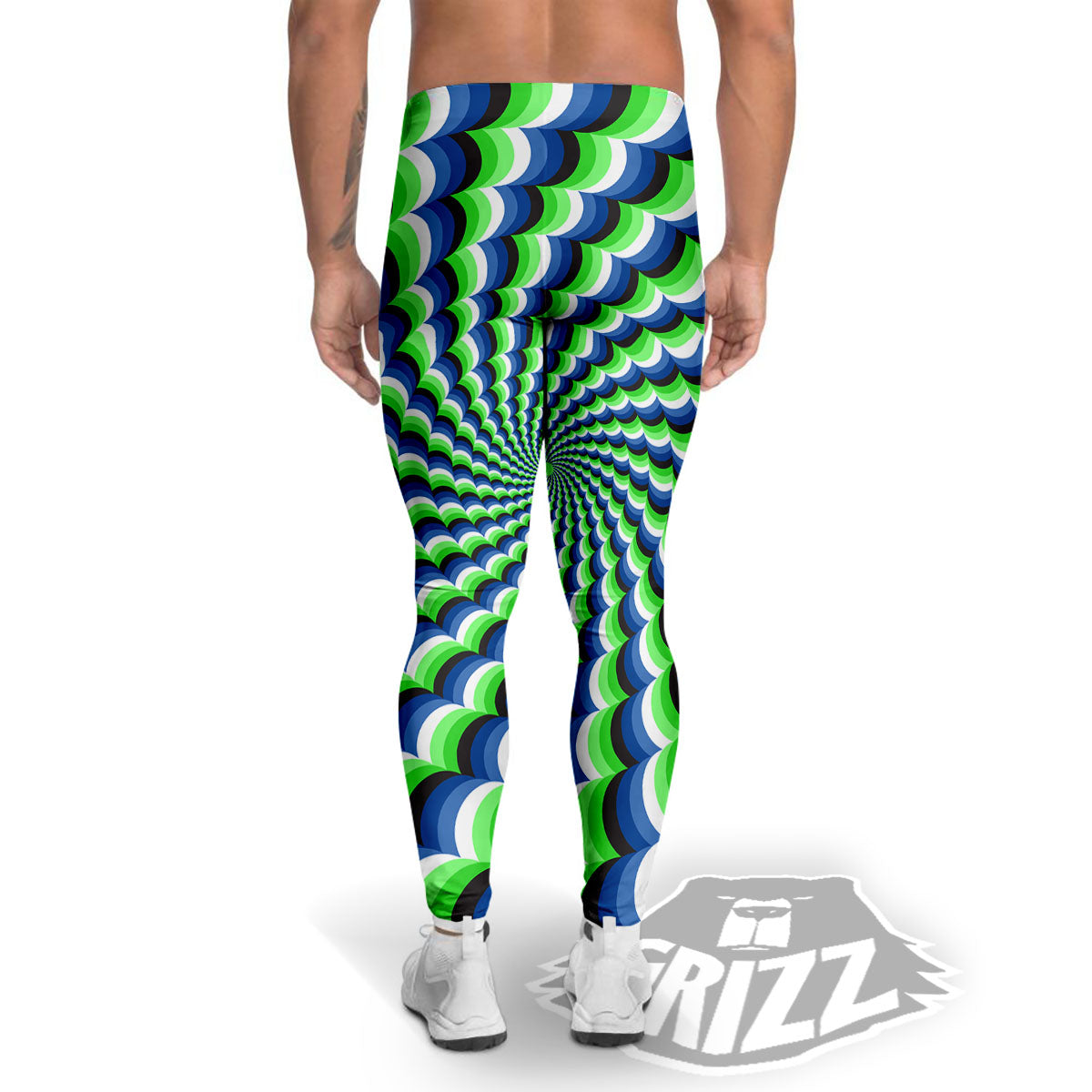Moving Illusion Optical Green Men's Leggings-grizzshop