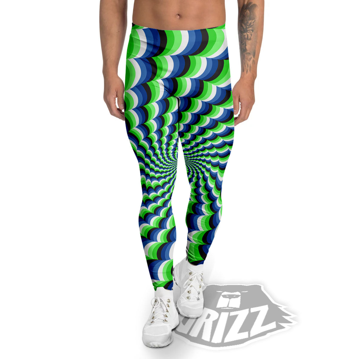 Moving Illusion Optical Green Men's Leggings-grizzshop