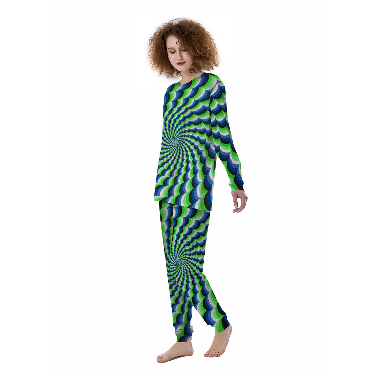 Moving Illusion Optical Green Women's Pajamas-grizzshop