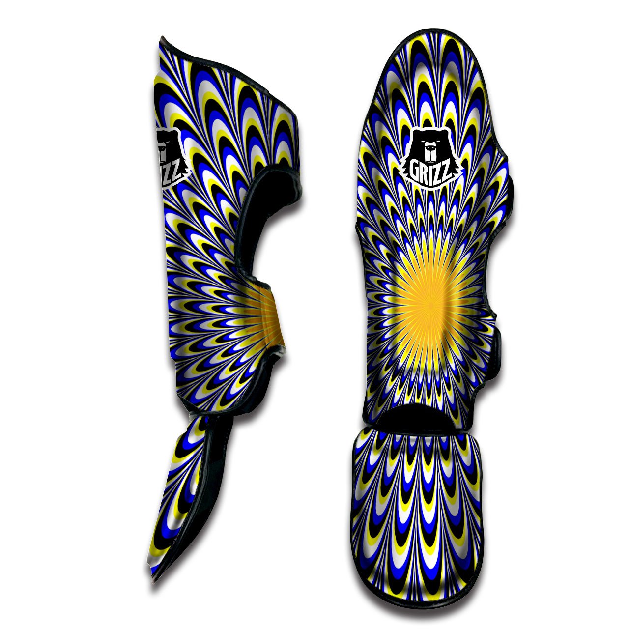 Moving Optical Blue Splashing Illusion Muay Thai Shin Guards-grizzshop