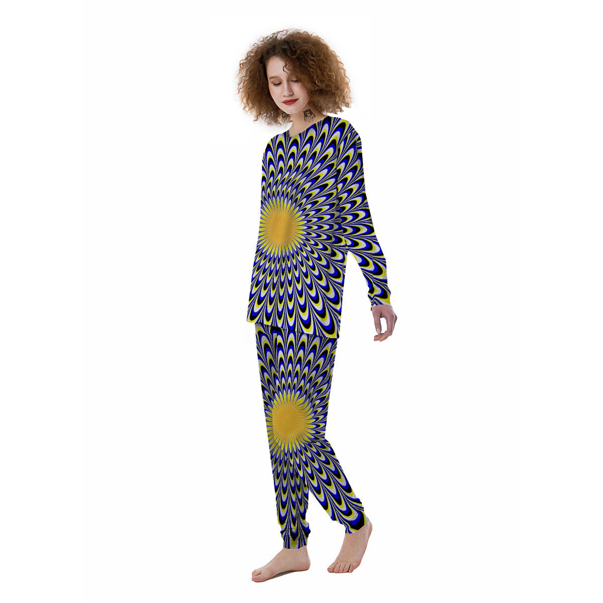 Moving Optical Blue Splashing Illusion Women's Pajamas-grizzshop