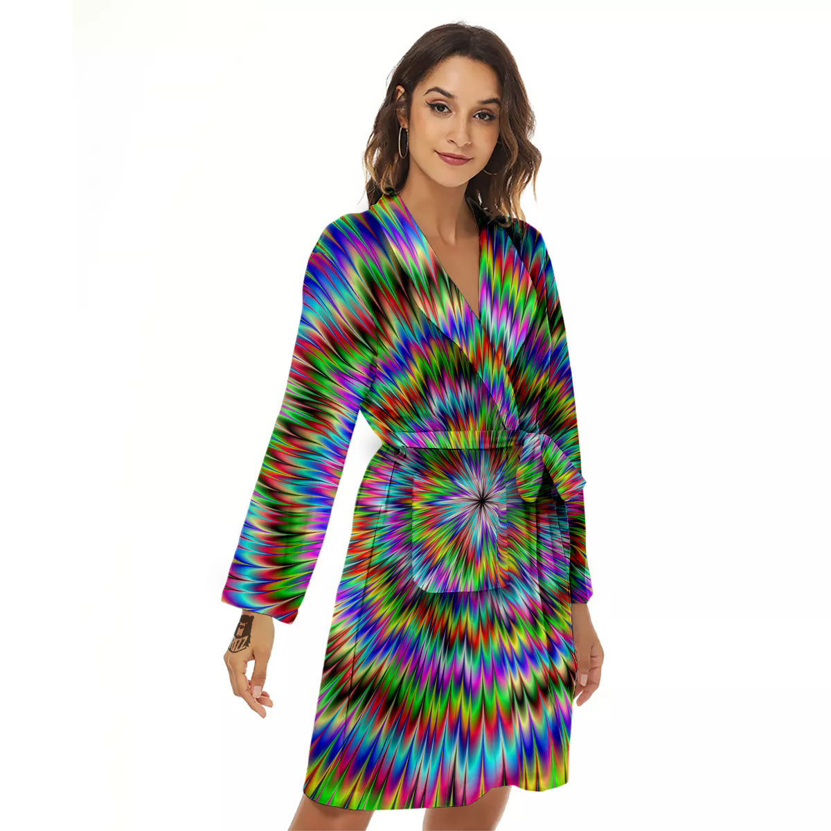 Moving Optical Illusion Abstract Dizzy Women's Robe-grizzshop