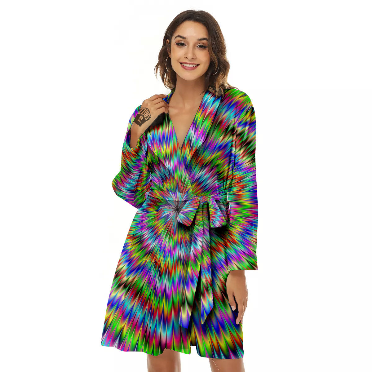 Moving Optical Illusion Abstract Dizzy Women's Robe-grizzshop