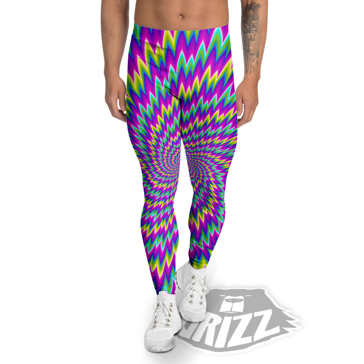 Moving Optical Illusion Abstract Spiral Men's Leggings-grizzshop