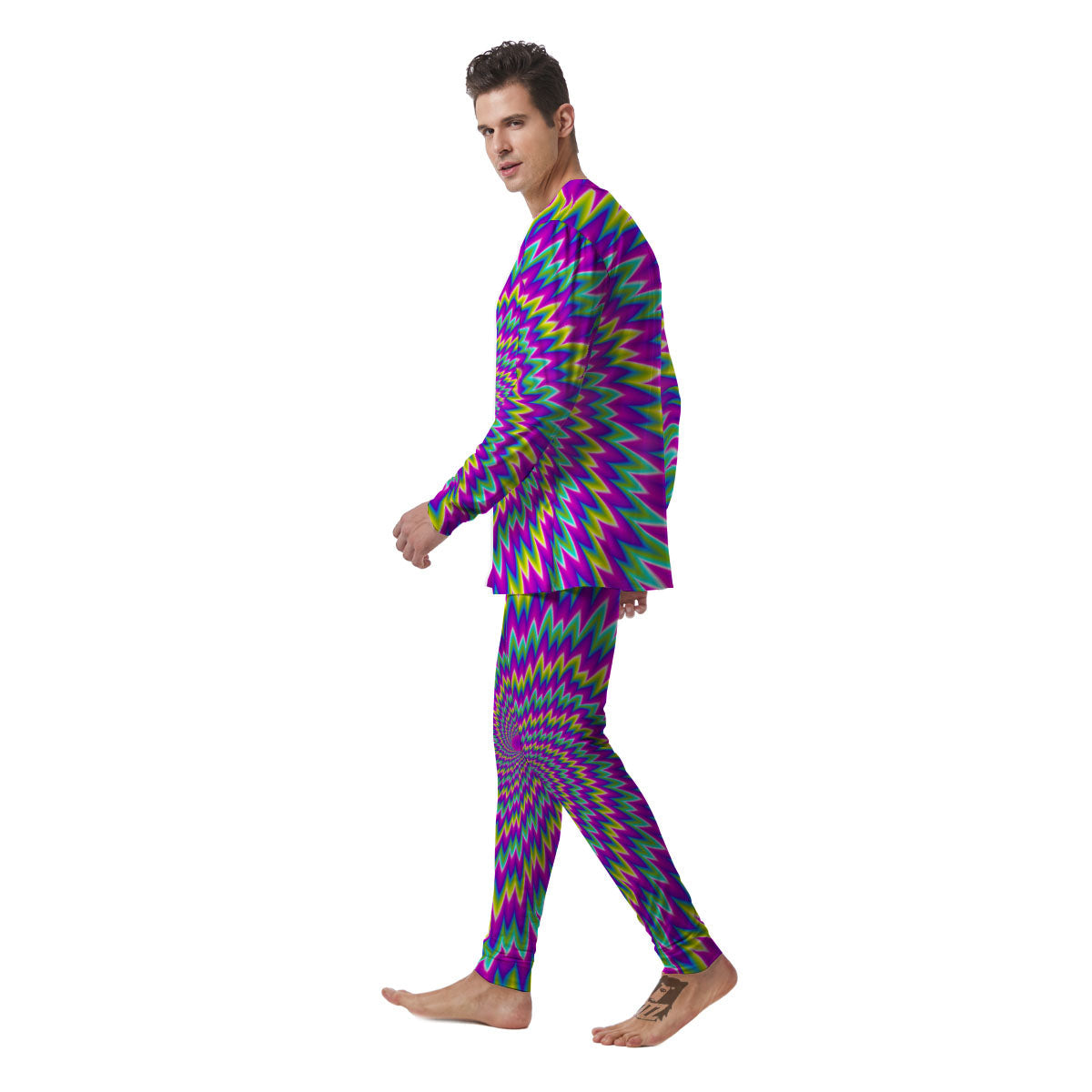 Moving Optical Illusion Abstract Spiral Men's Pajamas-grizzshop