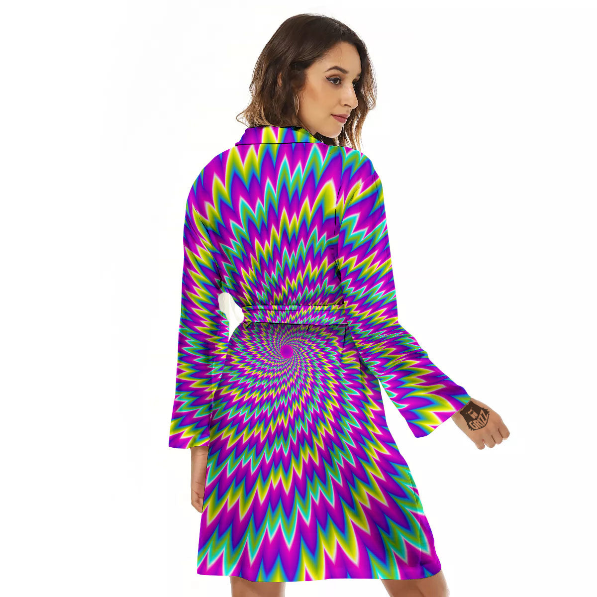 Moving Optical Illusion Abstract Spiral Women's Robe-grizzshop