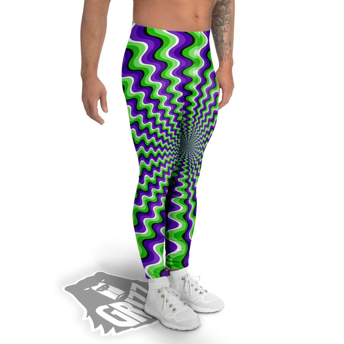 Moving Optical Illusion Colorful Dizzy Men's Leggings-grizzshop
