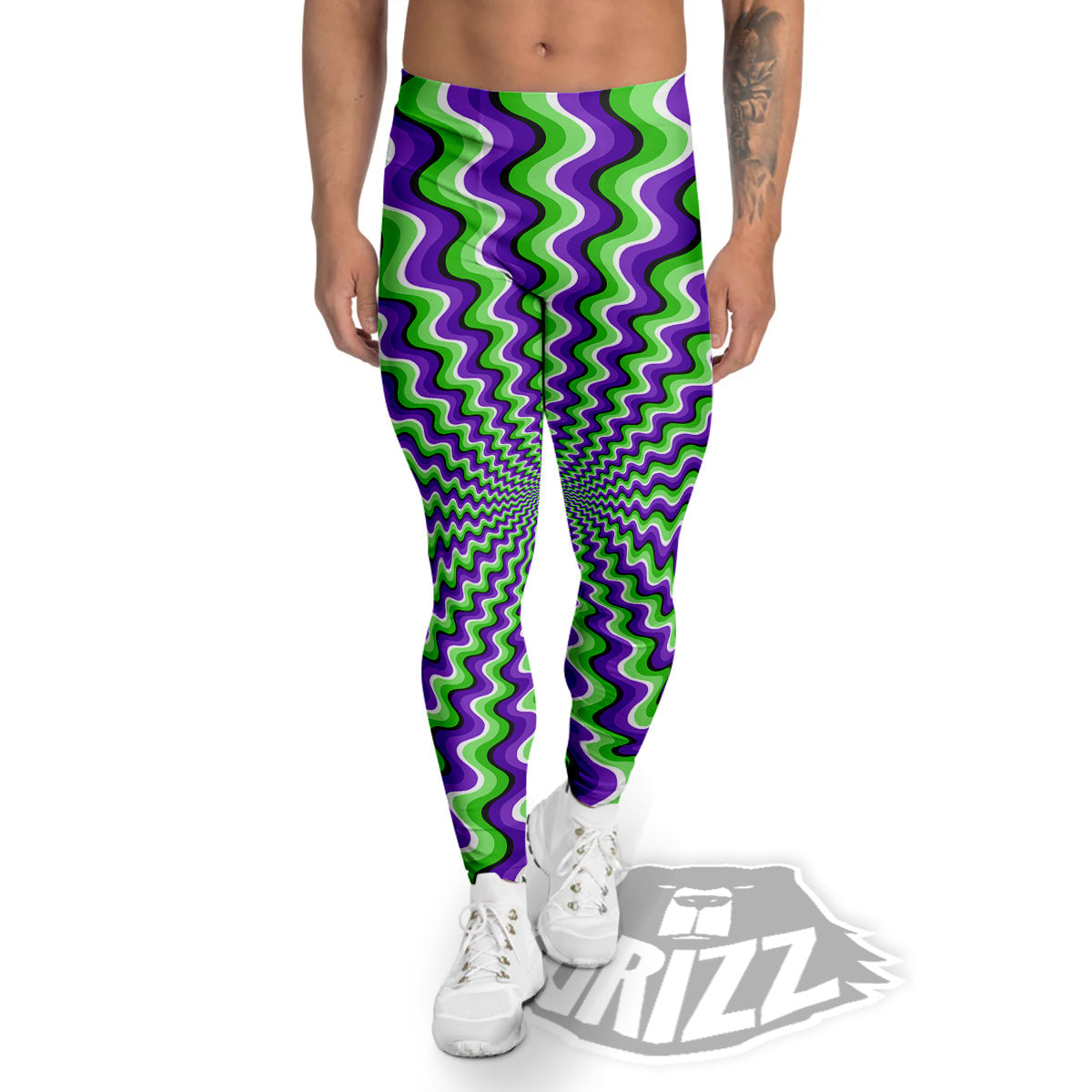 Moving Optical Illusion Colorful Dizzy Men's Leggings-grizzshop