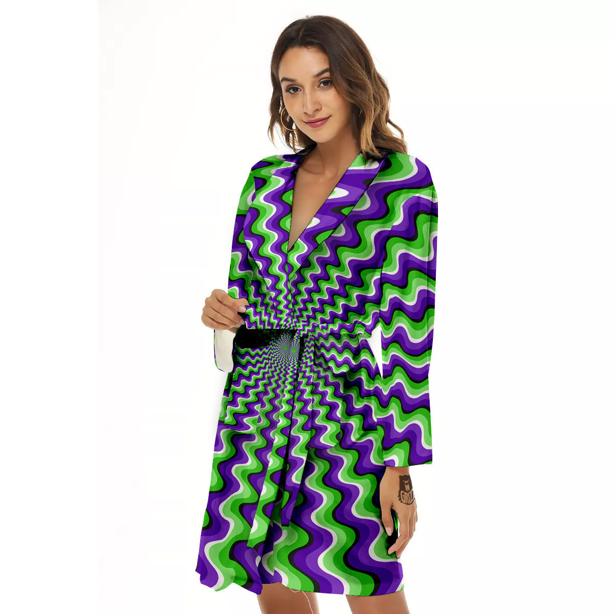 Moving Optical Illusion Colorful Dizzy Women's Robe-grizzshop