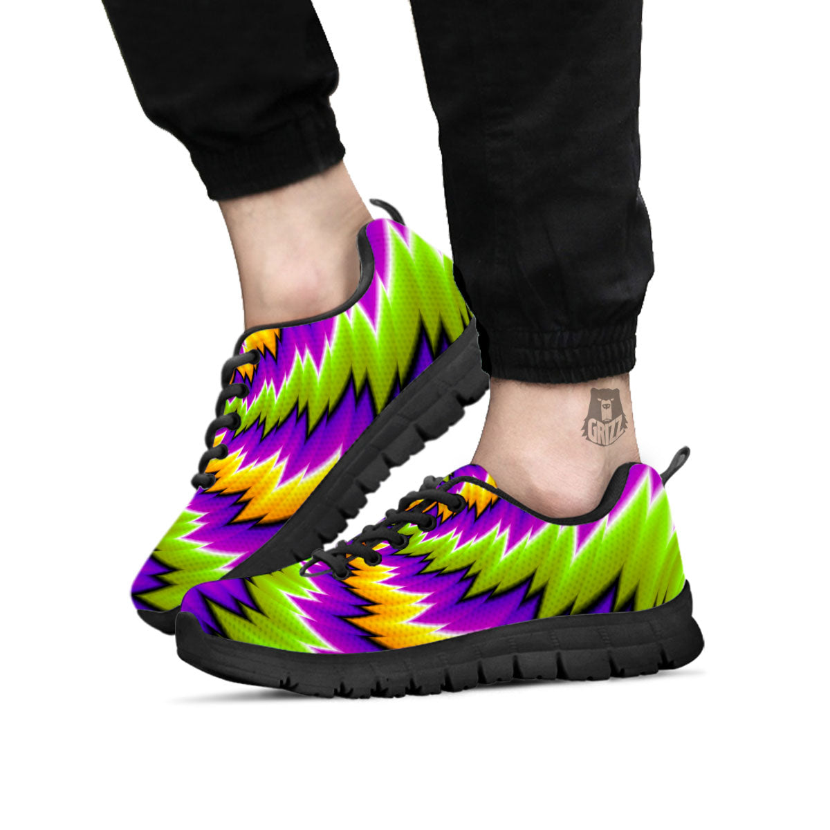 Moving Optical Illusion Dizzy Vortex Black Sneaker-grizzshop