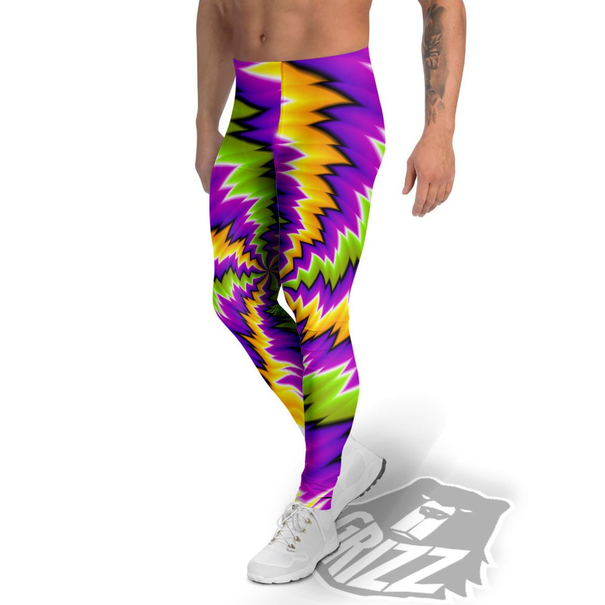 Moving Optical Illusion Dizzy Vortex Men's Leggings-grizzshop