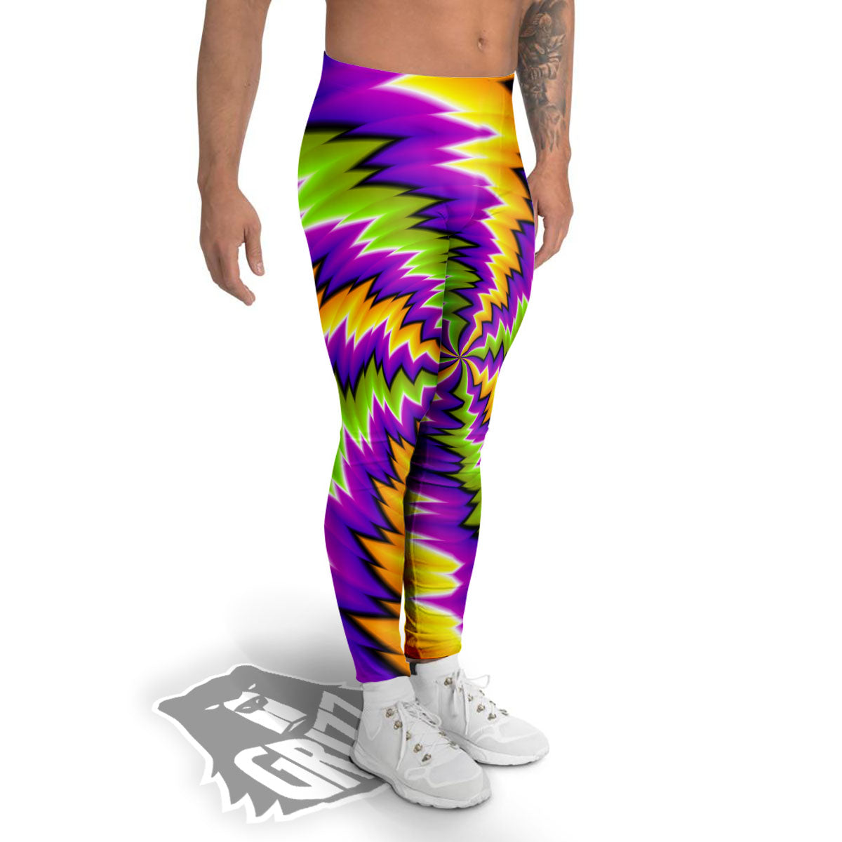Moving Optical Illusion Dizzy Vortex Men's Leggings-grizzshop