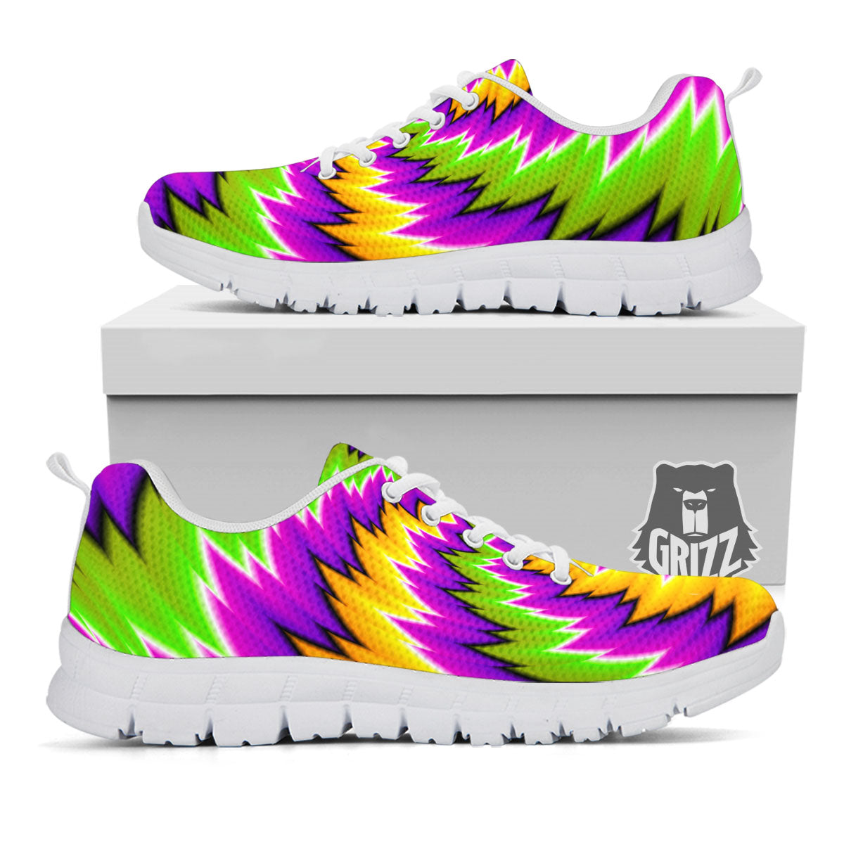 Moving Optical Illusion Dizzy Vortex White Sneaker-grizzshop