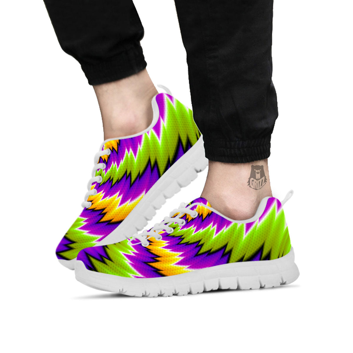 Moving Optical Illusion Dizzy Vortex White Sneaker-grizzshop