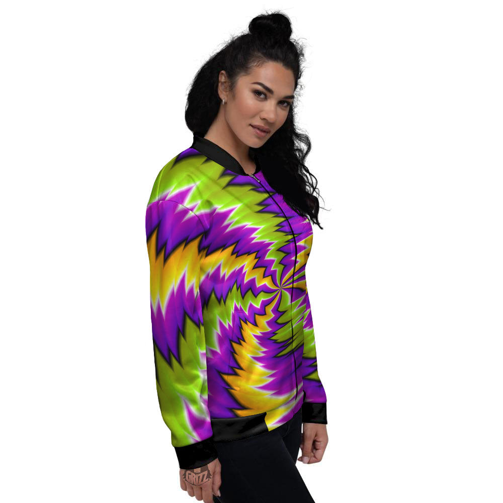 Moving Optical Illusion Dizzy Vortex Women's Bomber Jacket-grizzshop