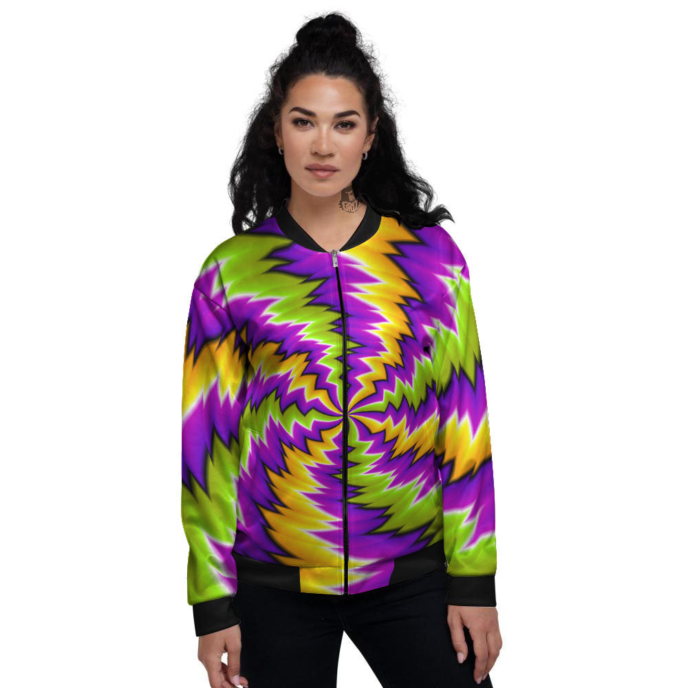 Moving Optical Illusion Dizzy Vortex Women's Bomber Jacket-grizzshop