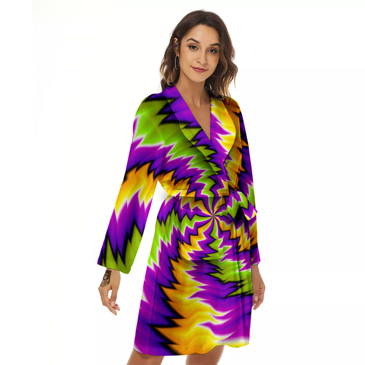 Moving Optical Illusion Dizzy Vortex Women's Robe-grizzshop